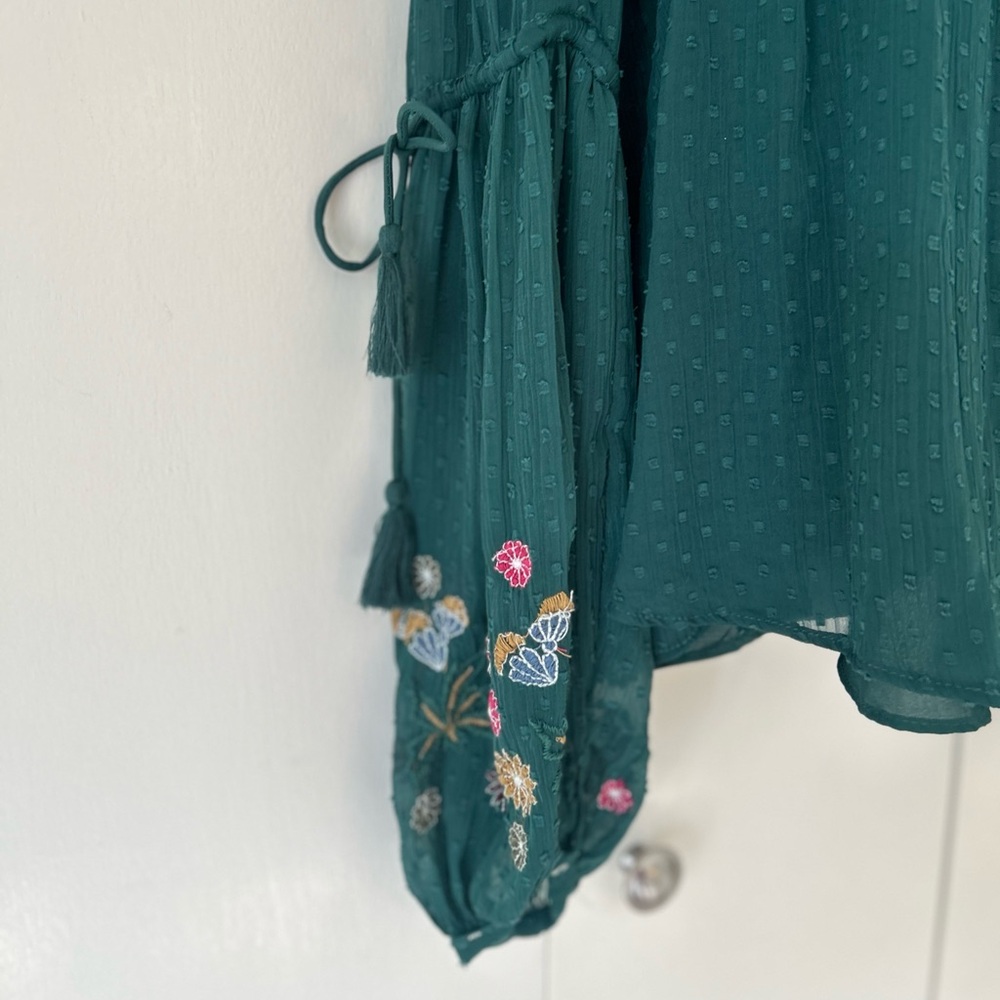 Zara Trafaluc Collection Embroidered mother of pearl button back Blouse XS - Picture 6 of 11